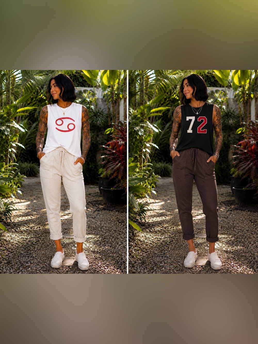 ✨Bundle ✨Soma 24/7 Cotton Terry Cropped Pants Bundle Oatmeal + Charcoal